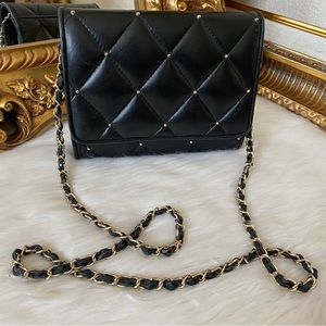 Vintage Leather Quilted Studded Bag